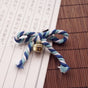 Barrette en forme de nœud à rayures bleues et blanches (une pièce)
