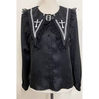 1st Anniversary - Cross Sailor - Gothic Lace Blouse - Black / S