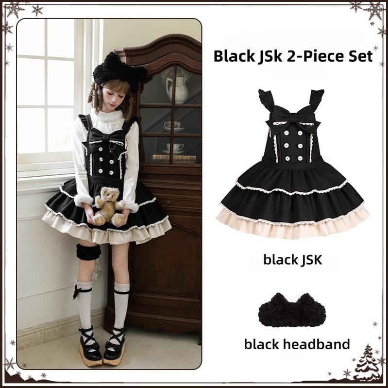Snowlight of Tokamachi - Kawaii Lolita JSK, Animal Ear Headband Black JSK + Headband S