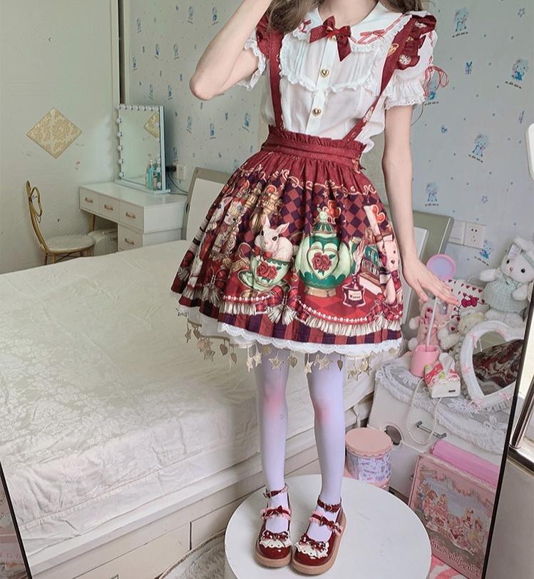 OCELOT - Crown Bear - Kawaii Lolita SK Daily Chiffon Skirt