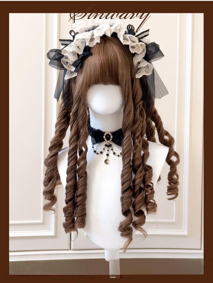 Sinwavy - Doll-like Roman Curl Lolita Wig - Straight Bangs Wig