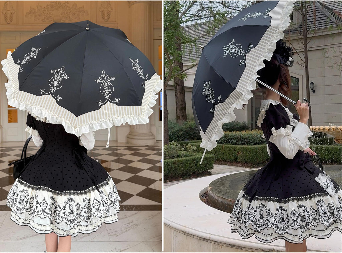 Whale Island - Lyre Academy - Classic Lolita Two-Fold Parasol with Lyre Prints - product detail 8