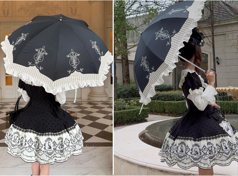 Whale Island - Lyre Academy - Classic Lolita Two-Fold Parasol with Lyre Prints - product detail 8