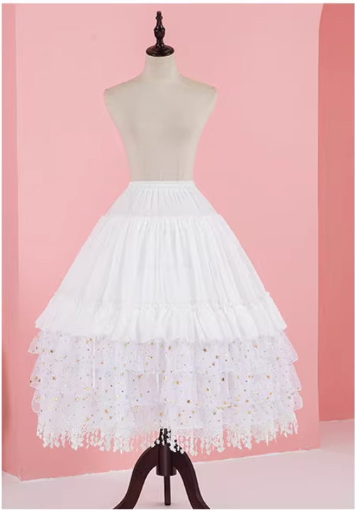 Manyiluo - Wedding - Adjustable Lolita Petticoat with Layered Lace Hem - product detail 10