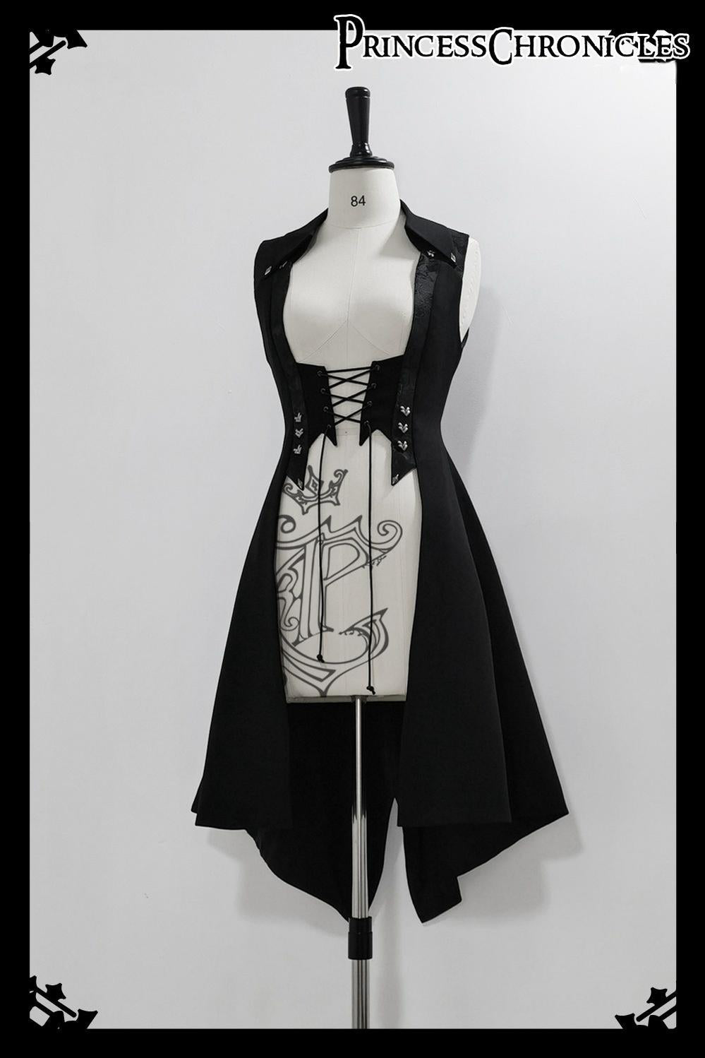 Red and Black 4.0 - Ouji Lolita Long Vest & Red Blouse Long Vest Only XS