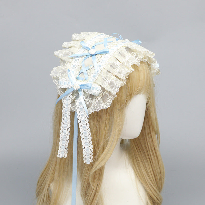 Vintage Rose Handmade Classical Doll Style Wide Lolita Small Item Heavy Embroidery Lace Headband - Lolita Fetch