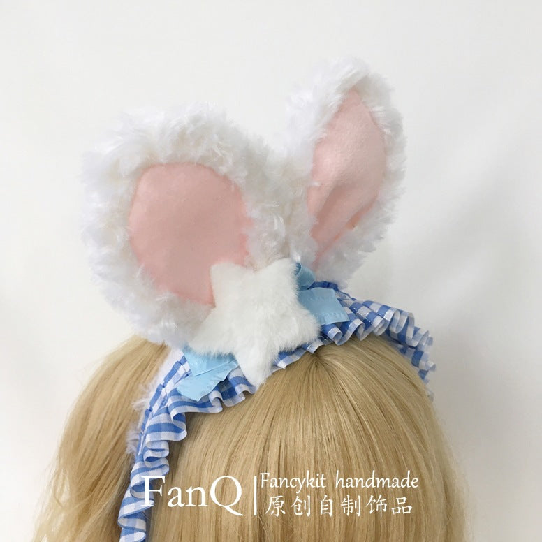 Handmade Bowknot Rabbit Ear Strawberry Headband Korean Japanese Sweet