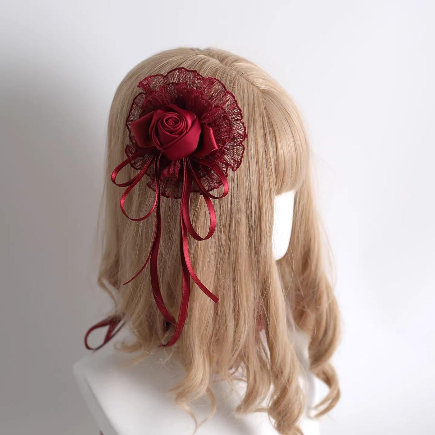 Xiaogui - Dark Red Gorgeous Headdress - Floral Veils Headwear