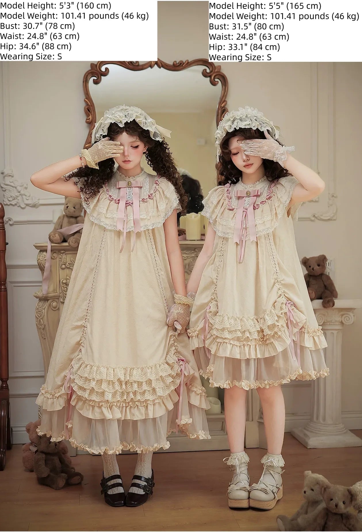 With PUJI - Lily's Dream - Cotton Lining Classic Lolita OP, Drawstring Liftable Hem