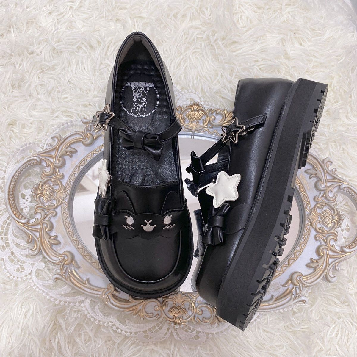 Sweet “Cocoa Rabbit” Strawberry Bunny Leather Shoes | Thick-Sole Round-Toe Niche Lolita & JK Uniform Shoes with Bow