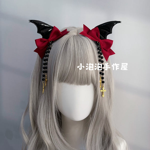 Black Devil Wings Hair Clip Bat Side Clip Bowknot Quirky Halloween Hea