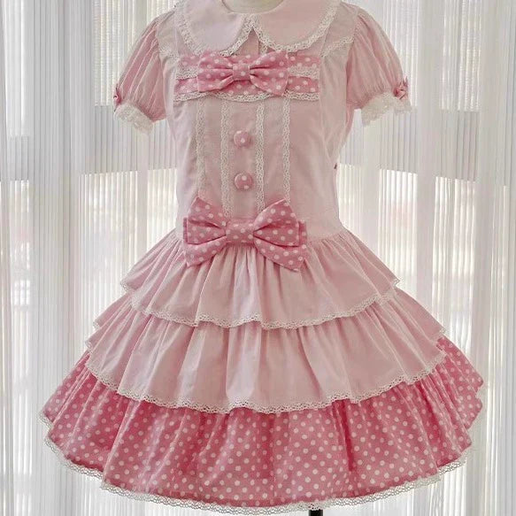 Sweet Dreams Baa Baa - Polka Dot Three-Piece -  100% Cotton Suspender Lolita Dress