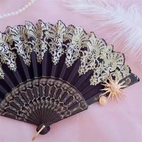 1st Anniversary - Rose Nocturne - Gothic Lace Folding Fan - product image 14