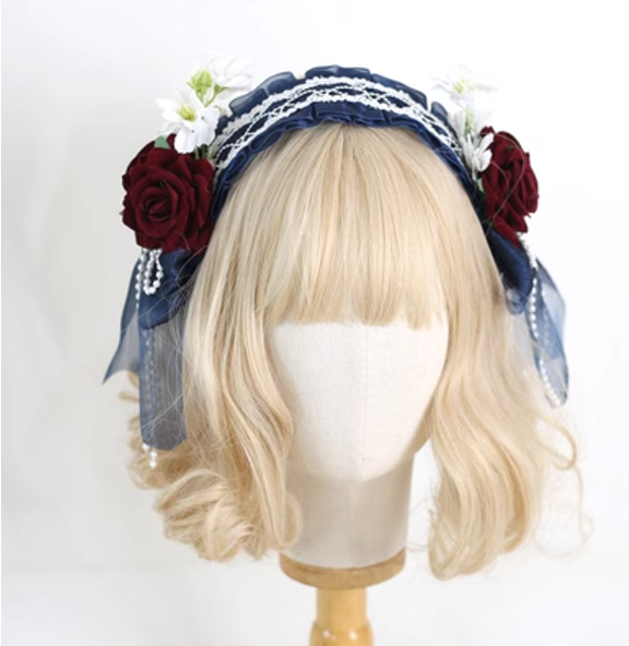 Xiaogui - Elegant Lolita Floral Lace Handmade - Headband Headwear