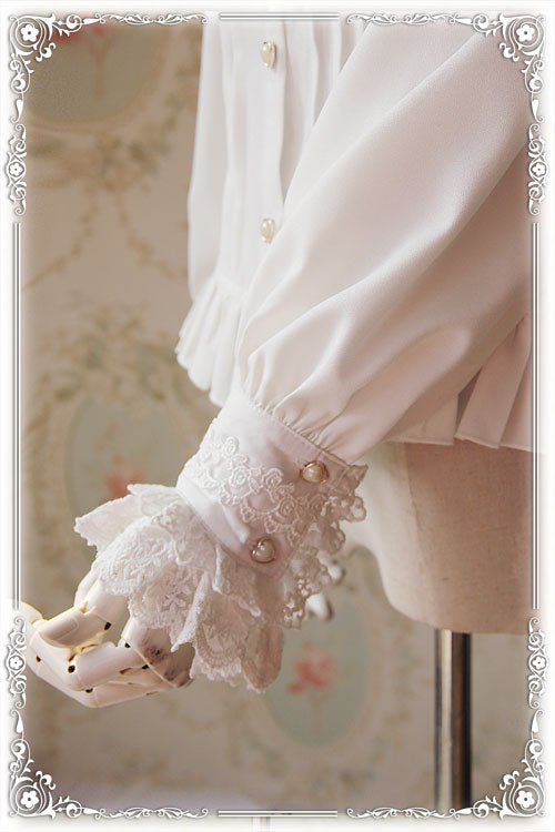 Infanta - Fragrance - Lace Ruffle Pin Tucks Classic Lolita Blouse