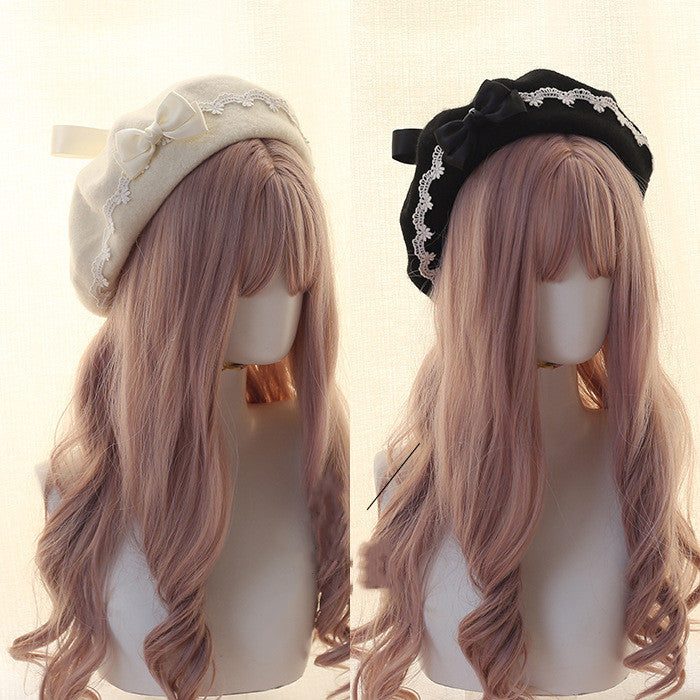 Xiaogui - Japanese Style Sweet Woolen Lolita - Lace Beret Headwear