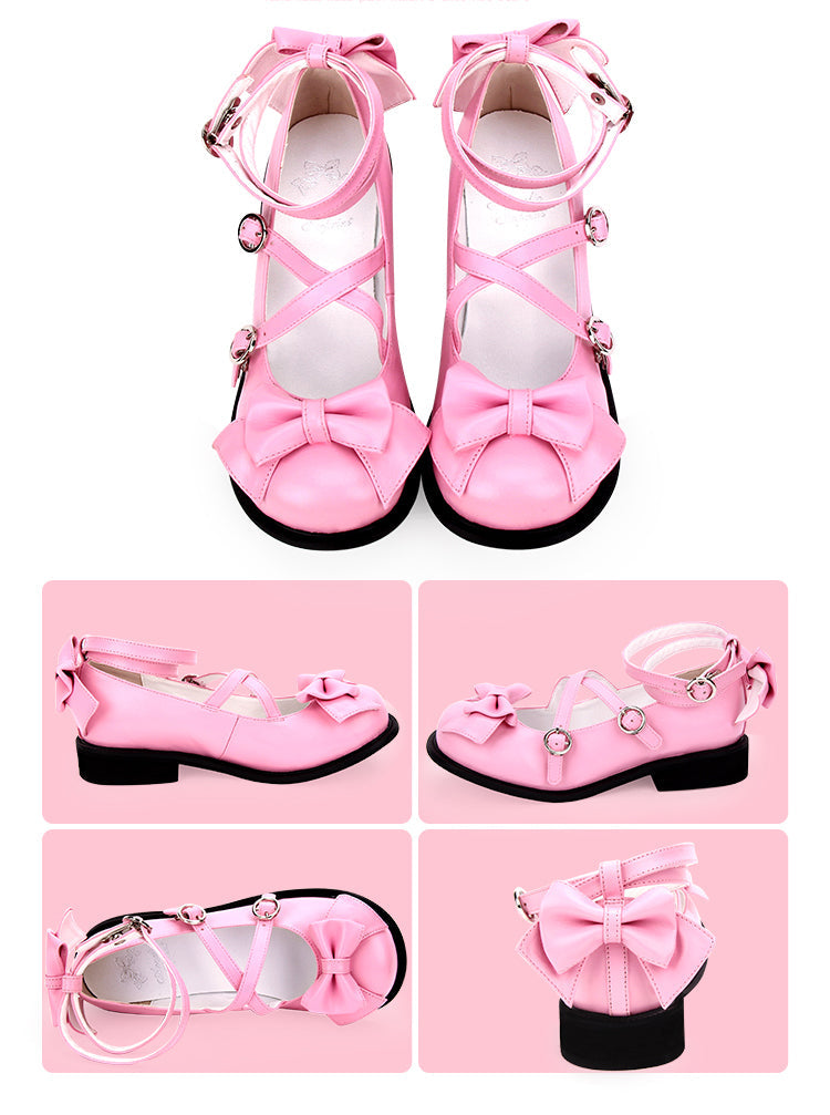 Angelic imprint - Sweet Lolita Bow Shoes - Low Heel, Round Toe Shoes