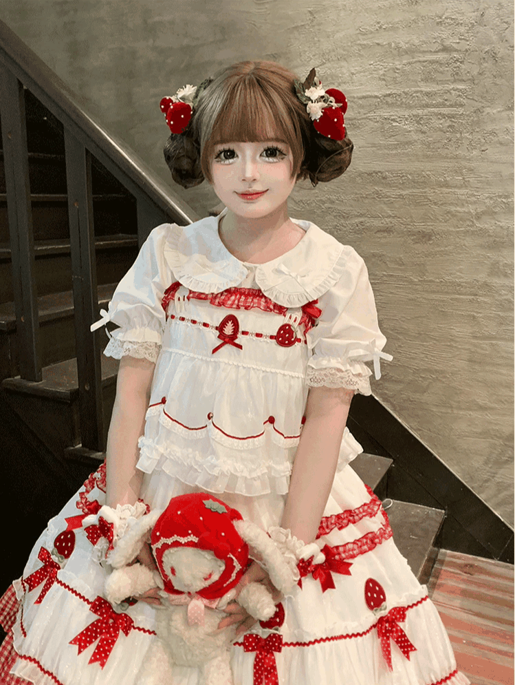 Niu Niu - Plus Size Sweet Lolita Blouse with - Ruffles, Peter Pan Collar Innerwear