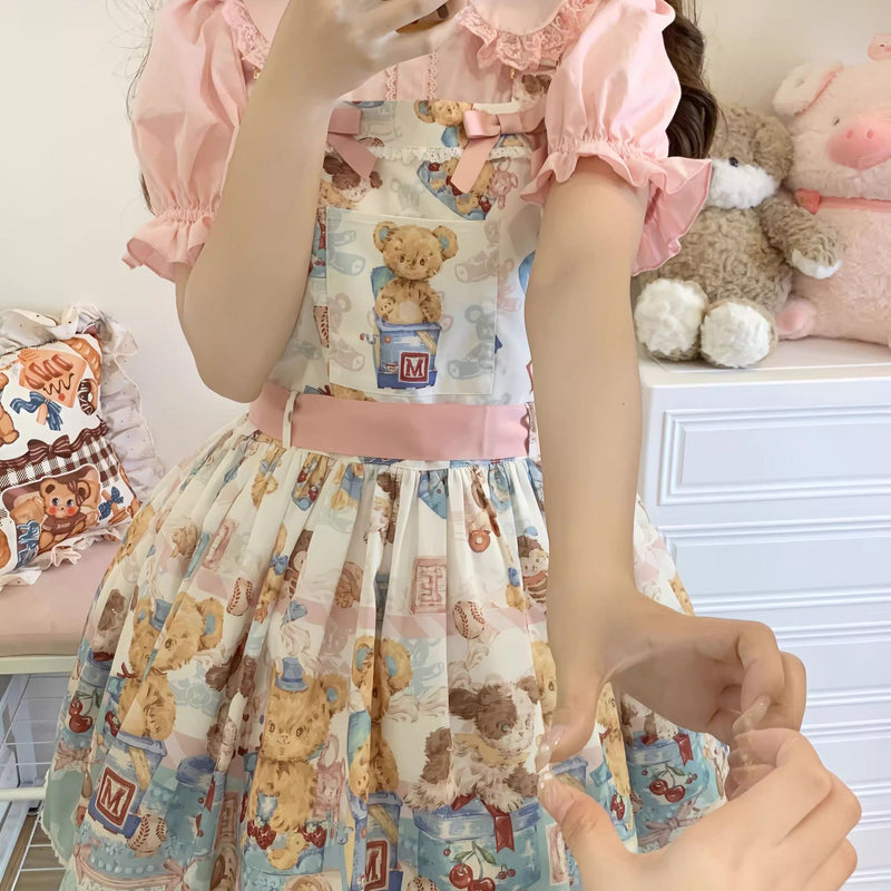 Soft Chocolate Peter Pan Collar Lolita Blouse - coffee brown, pink and apricot colour options