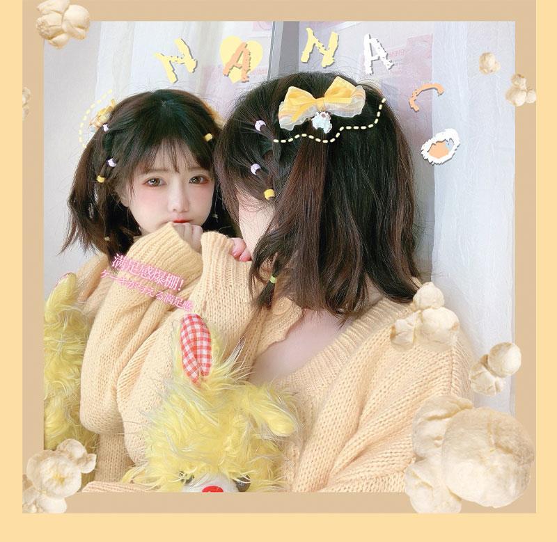 Handmade - Popcorn Edge Lolita Hair Clip - Yellow one-piece hair clip