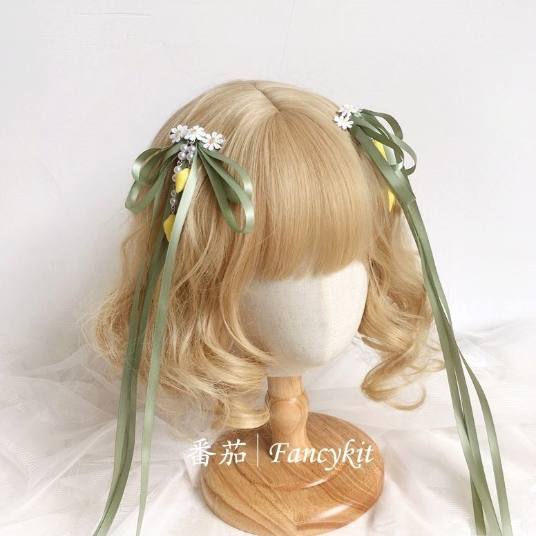 Original Wakakusa Color Lace Bow Hair Accessory Clip Bbd Lolita Hair Ornament Forest Style Girl Lolita Small Item - Lolita Fetch