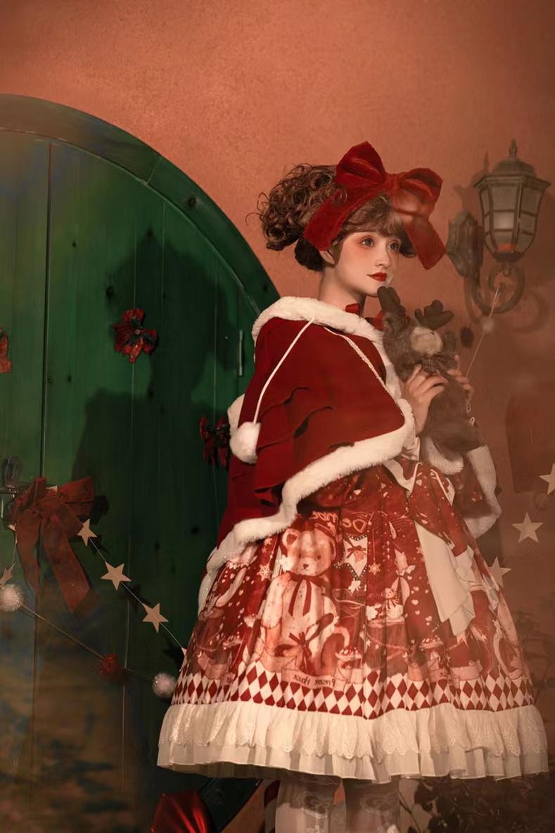 Your Princess - Bear Gift - Kawaii Lolita Christmas Dress and Cape