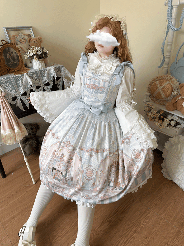 Plus Size Sweet Lolita Blouse with Hime Sleeves White Blouse Only L