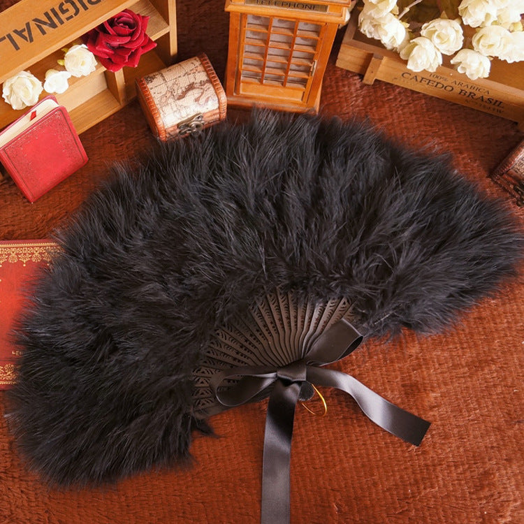 Handmade Feather Fan Lolita Feather Fairy Fan Folding Fluffy Fan Fox Style Folding Fan