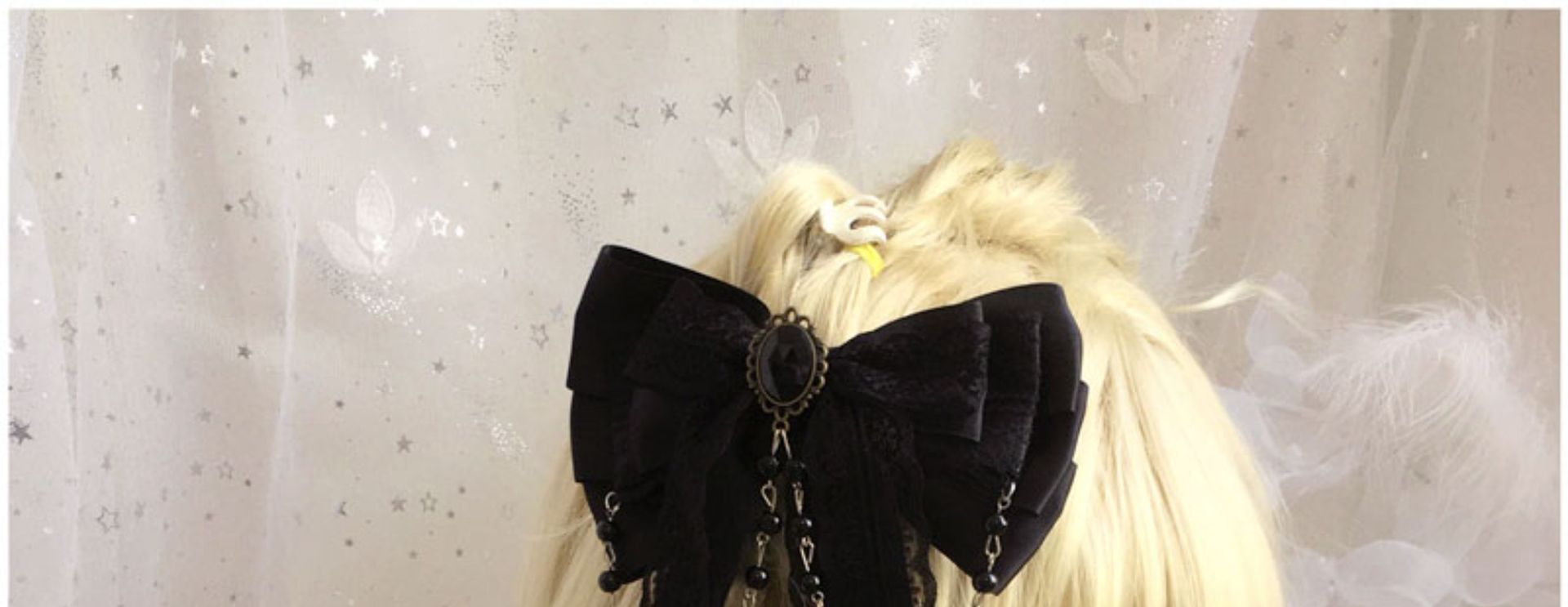 Subculture Lolita Girl Hair Clip Bow Ribbon Fairy Hair Accessory Lolita Bead Chain Hairpin Side Clip Top Clip