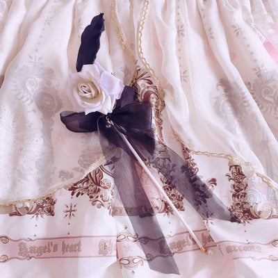 Original Lolita Tea Party Rose Flower Wand Handmade Fairy Wand Handheld Cane Staff Performance Photo Shoot Catwalk Magic