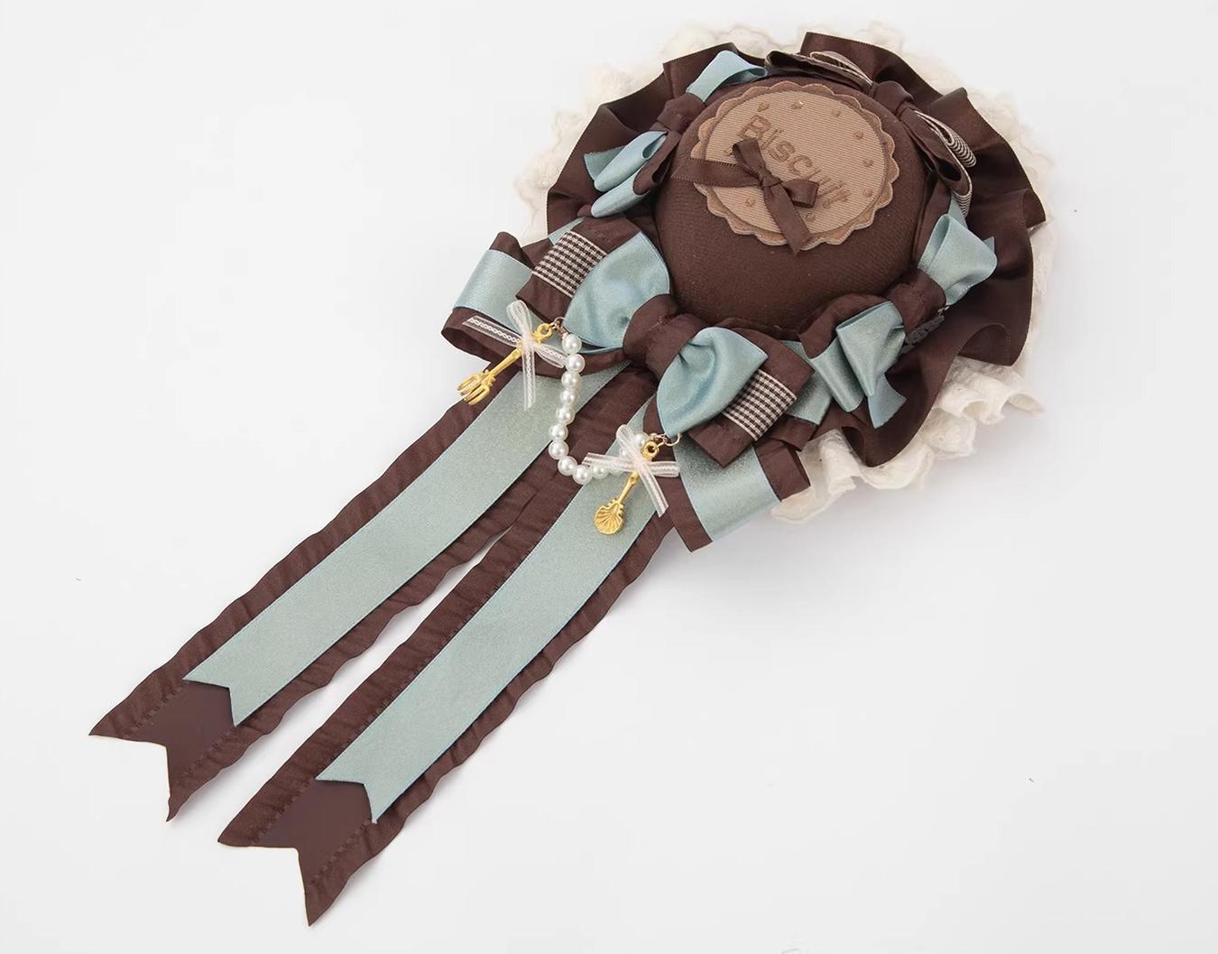 The Accessories' Story - Mint Chocolate Puff - Lolita mini top hat or KC headpiece with lace trim