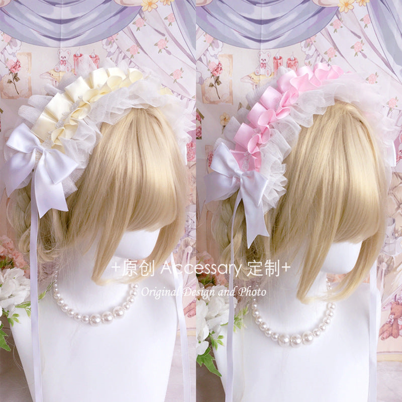 Homemade Doll-Style Lace Headband Lolita Hair Accessory Natural Color