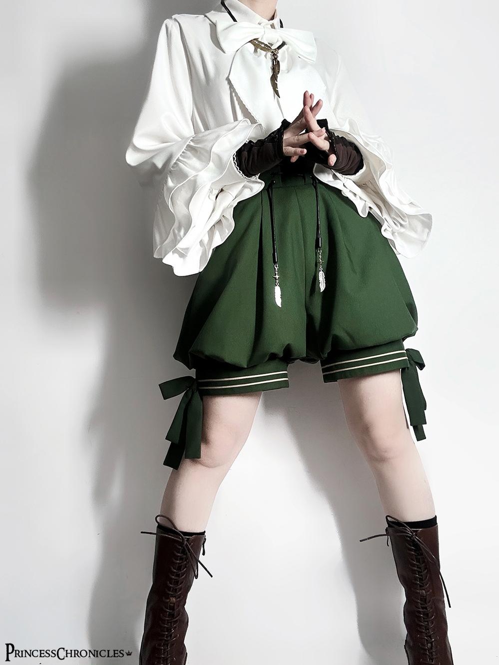 Bunny Feather - Ouji Lolita Shorts Set with Hooded Vest with Bunny Ear Shorts Only (pre-order) XS