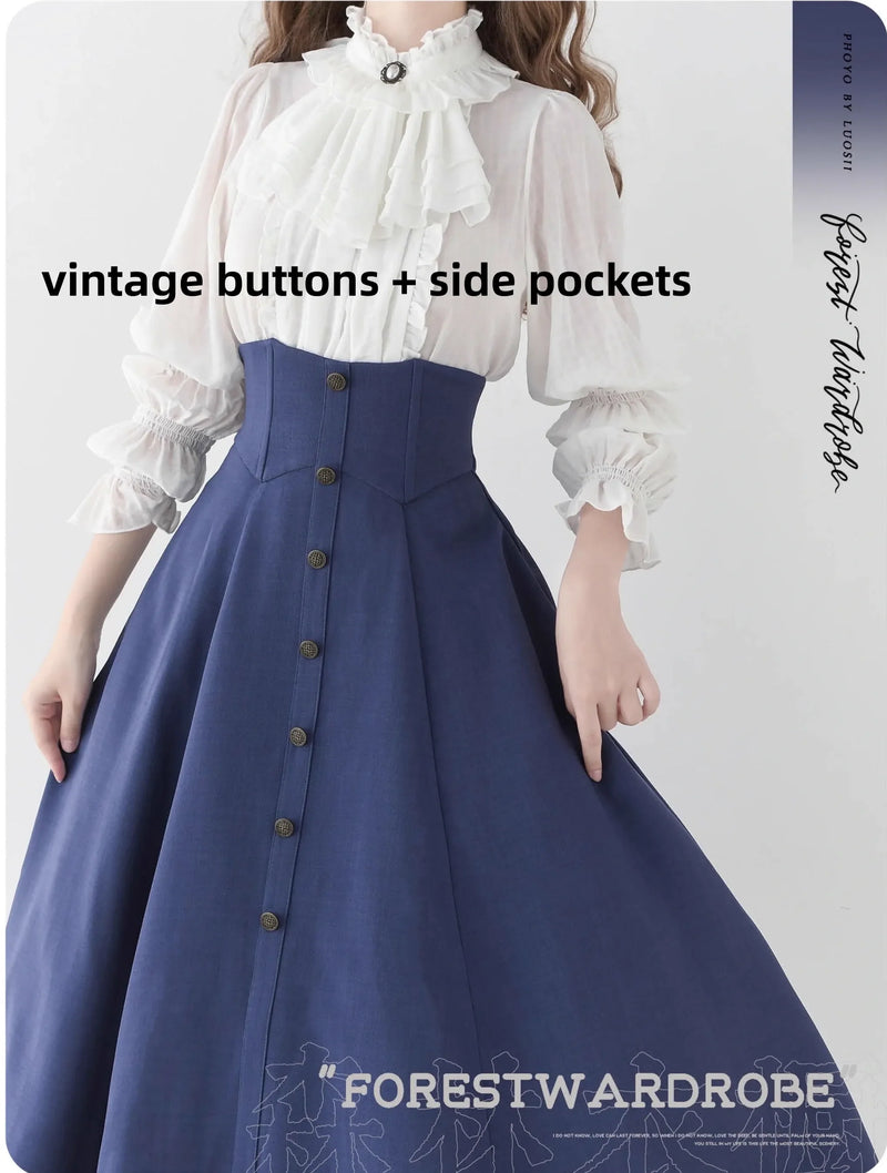 Forest Wardrobe - Forest Revelation - Classic Lolita Fishbone Long Skirt, Side Pockets