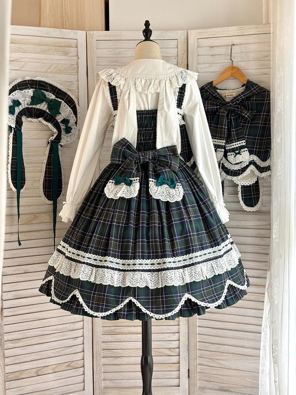 Miss Point - Plaid Petal Bunny - Old School Lolita Plaid JSK Dress, Side Pockets