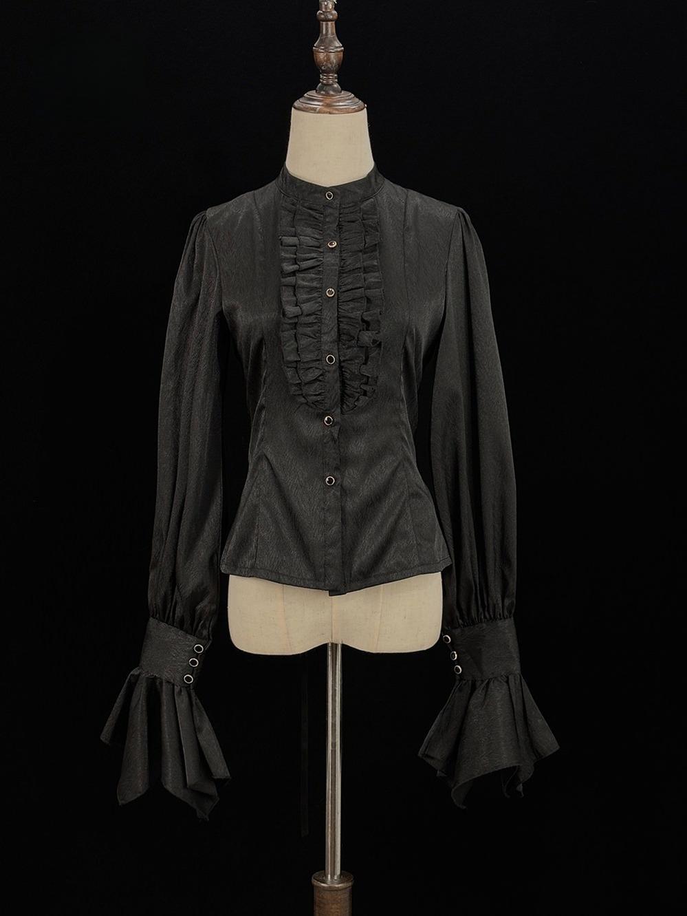 Miss Point - Moonnight Return - Stand Collar Ouji Lolita Shirt, Irregular Cuffs