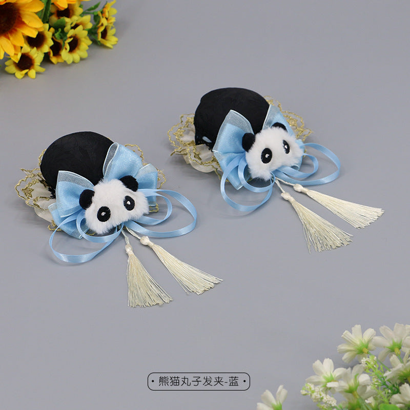 Lolita Ancient Style Hair Accessories Tassel Cute Girl Bun National Style Hair Clip Panda Bun Hair Clip Hair Ornament