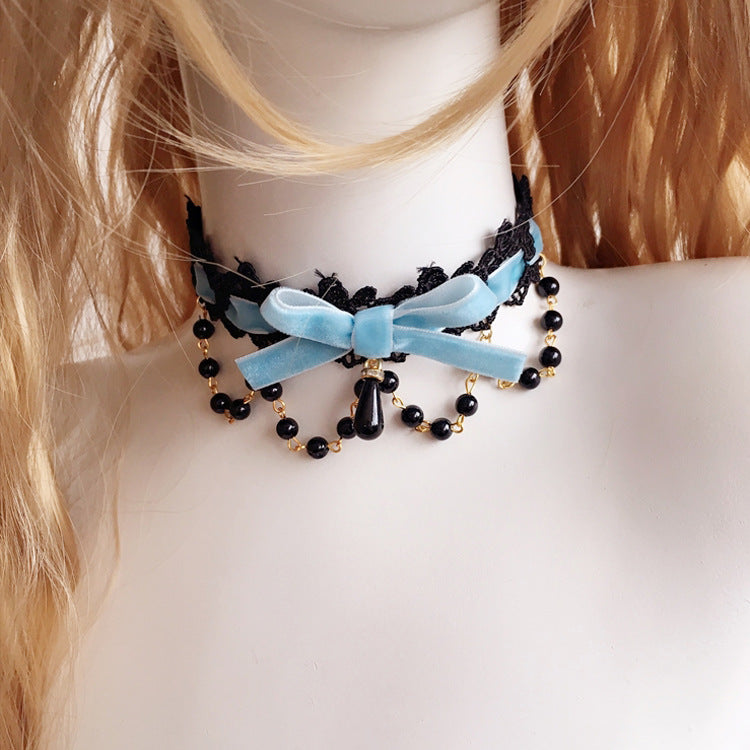 Multicolor Lolita Choker Short Necklace Accessories Handmade Girly Heart Choker Soft Girl Pendant Choker