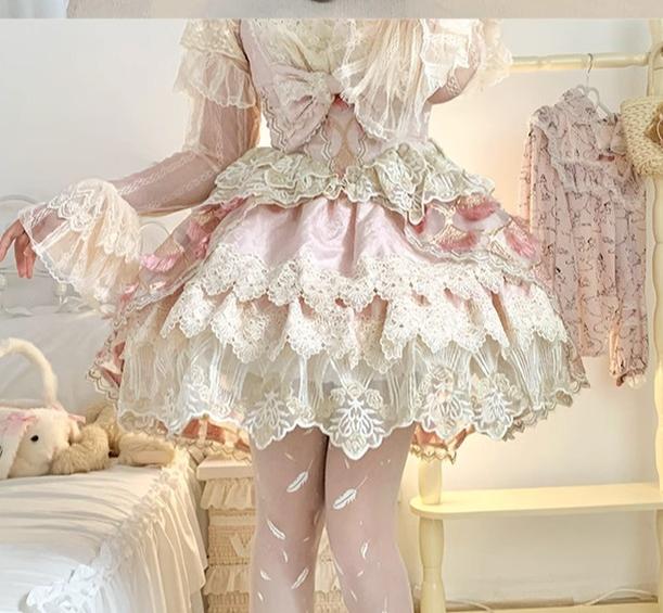 Roji Roji - Sweet Lolita Tights Women Feather - Print Pantyhose Socks