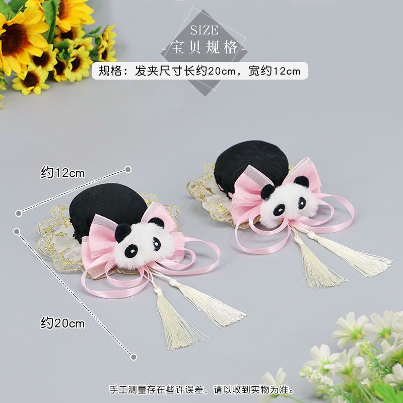 Lolita Ancient Style Hair Accessories Tassel Cute Girl Bun National Style Hair Clip Panda Bun Hair Clip Hair Ornament - Lolita Fetch
