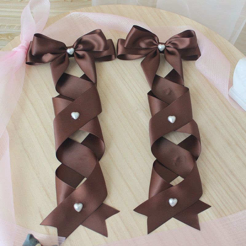 Handmade Doll-Like Lolita Hair Clips Double Ponytail Cross Tie Bow Side Clips JK Uniform Girl Hair Accessories