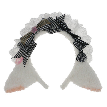 Cute Sweet Girl Headwear Comic Exhibition Lolita Sheep Ear Hair Accessories Plush Hair Clip Little Sheep Ears Bow Hairband