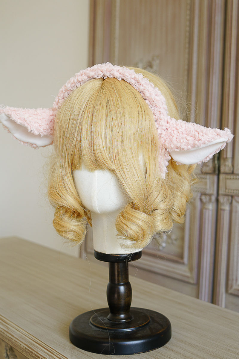 Handmade Lolita Sheep Ear Headband with soft animal hair, featuring cute sheep ears as a stylish hair accessory.