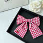 Red & White Gingham Bow (Stainless-Steel Brooch Pin)