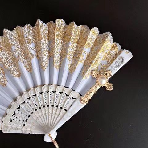 1st Anniversary - Rose Nocturne - Gothic Lace Folding Fan - product image 15