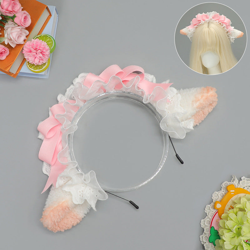 Lolita KC Little Sheep Ear Headband Comic Exhibition Party Maid Style Costume Props Maid Cosplay Sheep Ear Hair Accessories