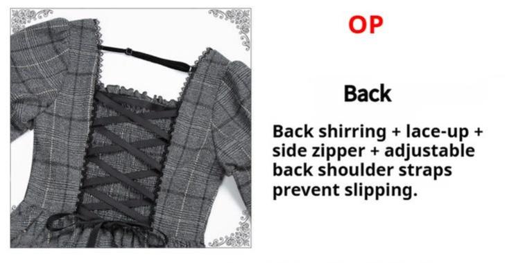 With PUJI - Yesterday's Epistle - Winter Classic Lolita Plaid Dress Set, Fishbone Waist