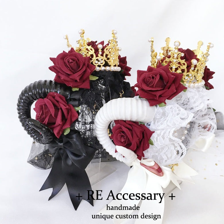 Subculture Gothic Lolita Headband Crown Horn Lolita Hair Accessory Dark Witch Gorgeous KC Veil Headpiece