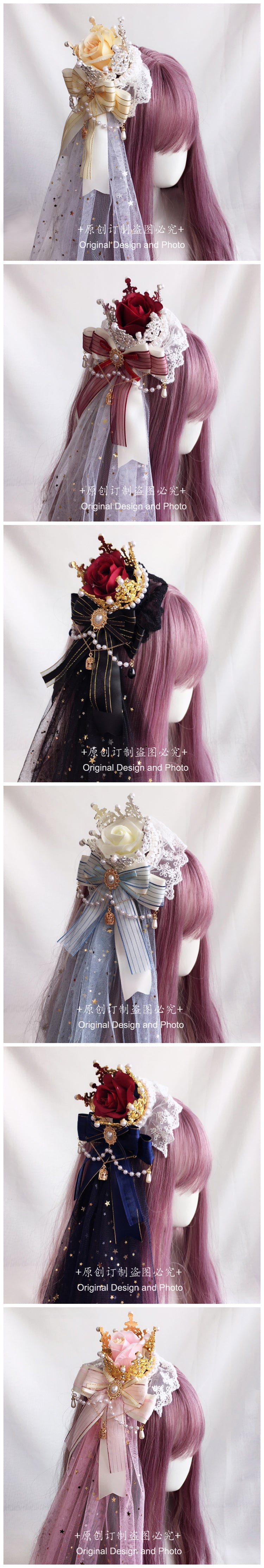 Original Lolita Crown Handmade Hair Accessory Gorgeous Hanamaru Shirayukihime Tea Party Lolita Hair Ornament Elegant Bridal