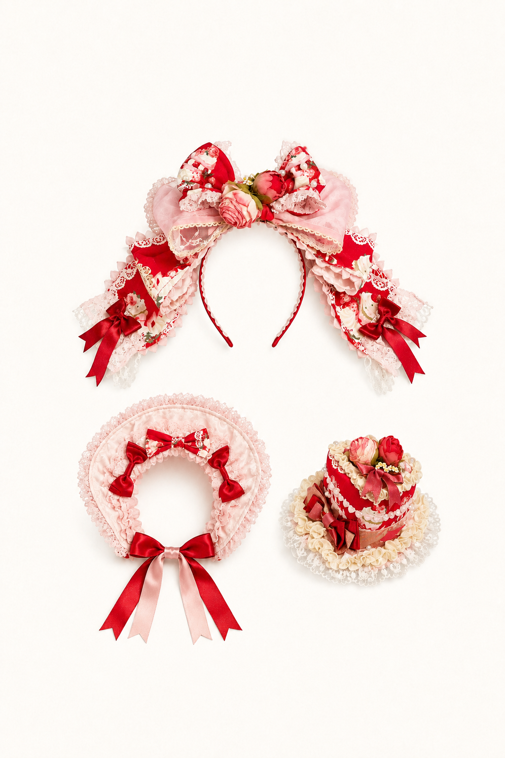 Classical Puppets - Strawberry Cake Princess Hair Accessories Bundle